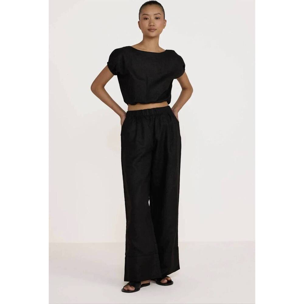 NEW LAUDE THE LABEL easy wide leg pants in black